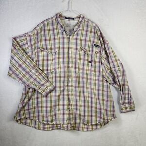 Columbia PFG Super Bonehead Plaid Fishing Shirt Mens‎ Long Sleeve 4XL